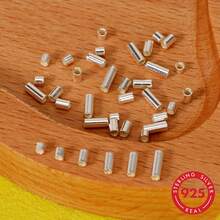 20pcs/Bag 925 Sterling Silver Round Short Tube Beads Spacer, Bracelet Necklace Making DIY Jewelry Accessories - Multicolor - View 6