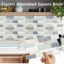 Self-Adhesive Decorative Kitchen Stickers, 2D Flat Mixed Color Asymmetrical Tile Pattern Wall Decals, Tile Stickers, Wall Decor Stickers, Tile Decorative Stickers, Suitable For Home Decor, Bathroom Decor, Bedroom Decor, Etc. - Multicolor - View 3
