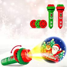 1pc Kids Christmas Projection Flashlight, 24 Patterns 2-In-1 Projection Flashlight, Santa Claus Christmas Slide Projector, Educational Toy, Christmas Stocking Filler Gift, Suitable For Children - Multicolor - View 4