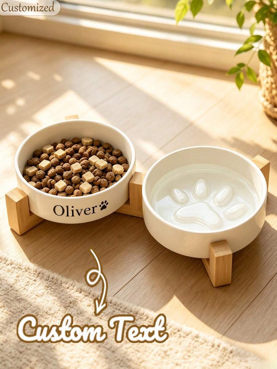 Personalized Ceramic Pet Bowl – Customized Cat & Dog Food Bowl, Custom Design Dog Bowl, Personalized Dog Food Bowl With Name, Dog Gift, Cat Gift, Gift For Dog Lovers - Multicolor - View 1