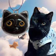 Pet Hair Collector Cat Fur Storage Cute Pendant Keychain Bag Decoration Capsule Collectible Souvenir Creative Cartoon - Cute Cat Head Pendant [Yellow Eyeball Version] With Accessories - View 2