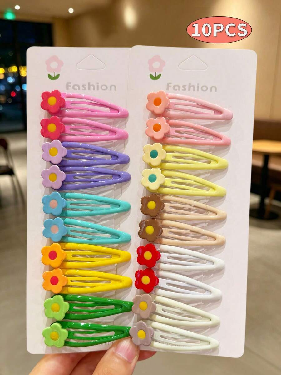 10pcs Korean Style Dopamine Kids Hair Clips, Cute Minimalist Flower BB ...