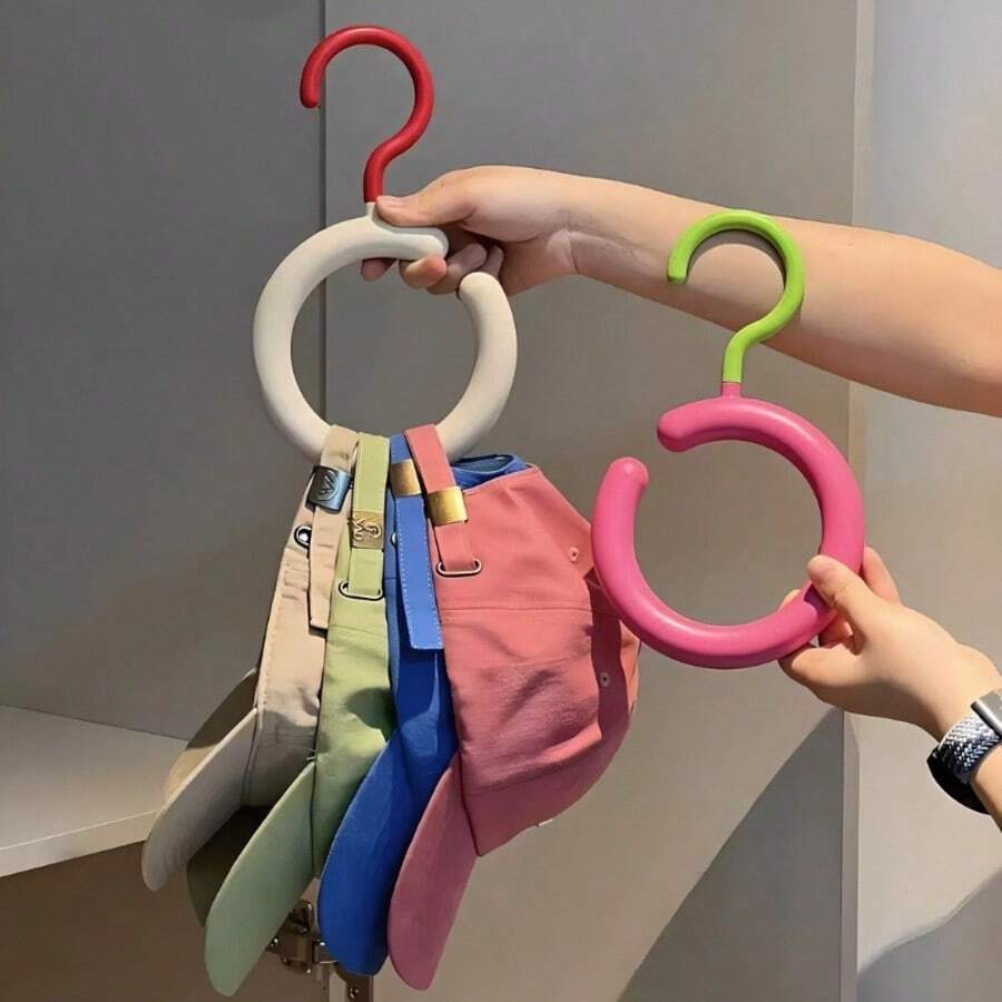 1/3pcs Colorful Closet Hat Hangers, Dopamine Creative Round Ring Hangers, Dorm Closet Hanging Hat Rack,Multi-Functional Home Storage Organizer, Suitable For Hats,Belts,Scarves Storage, Easy To Install Remove, Can Be Stacked, Daily Travel Essential - Multicolor - View 1
