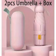 Set Payung Lipat Mini Portabel Pelindung UV dengan Kantong Penyimpanan, Payung 6 Rusuk dengan Lapisan UV, Warna Beige Ungu, Cocok untuk Musim Semi, Musim Panas, Pantai, Perjalanan, Liburan, Hadiah untuk Pengiring Pengantin, Hari Ibu, Wisuda, dan Kembali ke Sekolah. - Model baru - View 9