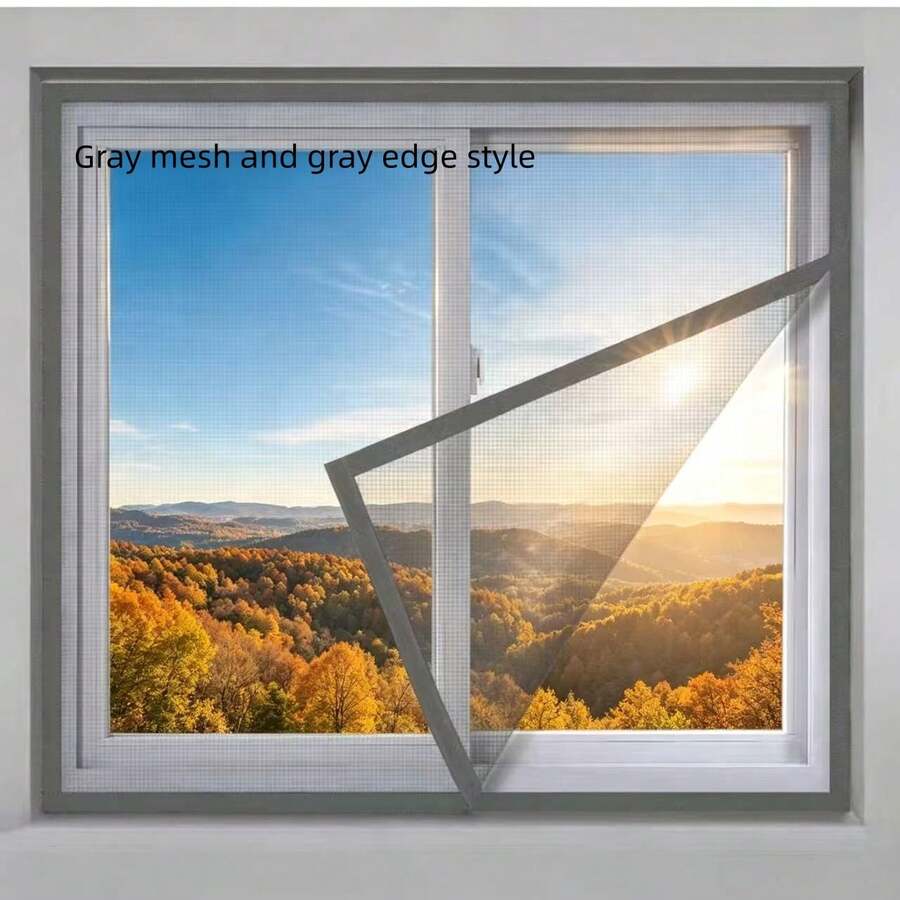 Grey Mesh Grey Trim Mosquito Screen, Home Sliding Window Use, Partial Opening For Ventilation, Customizable Size - Grey Mesh With Grey Edges - View 1