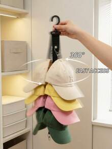 1pc Multi-Functional Baseball Cap Storage Rack (Includes 8 Clips), Foldable Hanging Storage Can Hold 8 Hats, Hat Storage, Suitable For Closet And Cabinet Doors, Can Be Hung On Doors Or Walls As A Hat Storage Rack, Christmas Home Decor, Suitable For Baseball Caps, Knit Hats, Swim Caps And Other Types Of Hats, Essential Life Item, Home Supplies, Bathroom Accessories - Multicolor - View 3