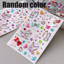 2pcs Pink Colorful Heart & Butterfly Face Rhinestone Stickers With Tweezers, Christmas Makeup, Holiday Party, Y2K Style Music Festival DIY Eye Makeup, Suitable For Dance Performance, Party, Stage Cosplay, Wedding, Concert Look - Multicolor - View 5