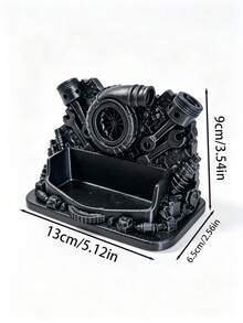 Creative Engine-Shaped Desktop Business Card Holder, Premium Black Business Office Card Box, Front Desk Office Desktop Decor Ornament - A - View 8