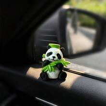 1pc Creative Cute Bamboo Panda Car Dashboard Desktop Ornament, DIY Car Interior Office Desk Decor Accessory, Suitable For Holiday Gift For Friends, Couples, Best Gift For Panda Lovers - Bamboo Panda - View 9