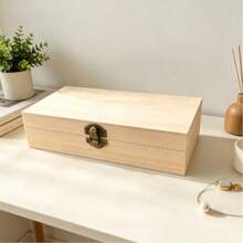 1pc Wooden Storage Box - Handmade, Jewelry & Cosmetics Organizer, Desktop Accessory, Gift Box, Keepsake Box, Ample Storage Space, Suitable For Home Organization, Perfect For Storing Jewelry And Cosmetics, (Slight Color Variation In Wood Is Normal) - Multicolor - View 4