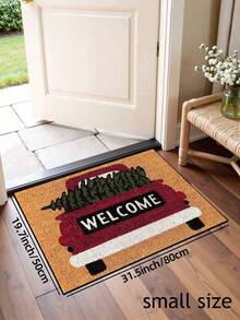 1pc Funny Christmas Red Truck Welcome Pattern Printed Doormat, Holiday Atmosphere Decor For Yard, Winter Outdoor Welcome Mat, Garden Decoration, Home Decor - Mustard Yellow - View 12