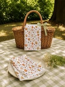2pcs Minimalist Autumn Fallen Leaves & Maple Fruit Pattern Kitchen Towels, Soft Polyester Dish Cloths, Suitable For Kitchen Decor, Kitchen Cleaning, Holiday Party Decoration, Kitchen & Bathroom Supplies, Home Essentials, Home Decor, Housewarming Gift - Multicolor - View 6