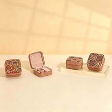 Small Portable Jewelry Box For Women Travel Jewelry Storage Box, Exquisite Printed Exterior, Multi-Layer Compartments For Organizing Earrings, Rings, Necklaces And Accessories - Multicolor - View 6