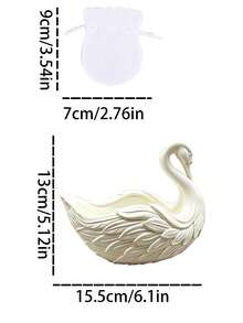 Swan Jewelry Tray, Embossed Wing Design Jewelry Storage Dish, Ins Style Pure White Desktop Organizer, Entryway Key Holder, Vanity Earring & Necklace Organizer, Romantic Wedding Decor Ornament,Wedding Decor/Gift, Holiday Gift - Multicolor - View 11