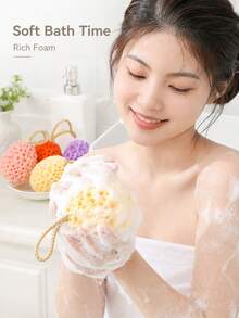 Honeycomb Bath Sponge, Cheese Bath Sponge, Skin-Friendly And Comfortable, Non-Disintegrating Soft Sponge, Foaming Bath Ball, Expands When Wet, With Hook For Easy Storage, Bathroom, Bathroom Accessories, Shower Essentials, House Essentials, Bath Sponge - View 4
