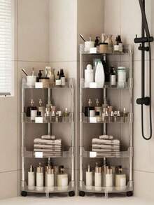 1pc Multifunctional Bathroom Storage Rack, Transparent Corner Shelf, Floor-Standing Toilet Vanity Organizer, Narrow 3-Tier Rack For Kitchen, Bathroom Accessories, Room Decor Bathroom Accessories - Multicolor - View 2