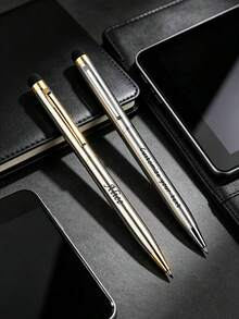 Custom Text Logo Metal Stylus Pen For Phone Tablet Touchscreen Capacitive Stylus Pen Handwriting Pen Rotating Ballpoint Pen 1.0mm Black Ink Gift Pen For Couples, Husbands/Wives, Colleagues, Friends, Elders, Students, Classmates, Teachers - Multicolor - View 10