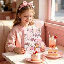 DOBBLE Sweet Pink Striped Dessert‑Themed Paper Gift Bags, Portable Handheld Treat Bags For Celebration Party Favor Giveaways - Multi-color - View 2