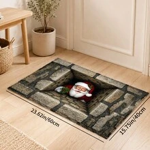 1pc, Santa Claus Pattern Printed Faux Cashmere Kitchen Mat, Christmas, Can Be Used As Christmas Gift, Christmas Decoration, Absorbent Kitchen Floor Mat, Kitchen Carpet, Long Runner Mat, Sink Front Mat, Suitable For Kitchen, Bathroom, Entryway, Hallway, Laundry Room And Home Decor - Multicolor - View 13