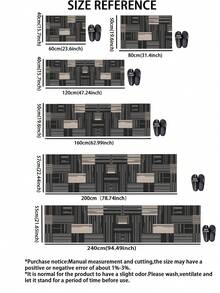 1pc Modern Geometric Patchwork Line Pattern 3.5mm Cuttable Kitchen Rug, Absorbent And Wear-Resistant, Suitable For Entrance Mat, Indoor/Outdoor Door Mat, Kitchen, Bathroom, Living Room, Hallway, Garden, Bathroom Mat - Multicolor - View 3