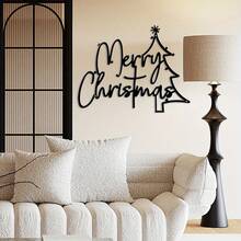2D Fashion Bohemian Style Metal Christmas Tree Wall Decor, Large Handmade Indoor Decoration, Vintage Design - Decorative Hanging Piece, High-Quality Metal Craft, Perfect For Home Office Holiday Celebrations, Buyer Gift - Black - View 2