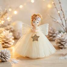 Christmas Angel Tree Topper Winged Girl Star Decoration For Xmas Tree Home Decor - Gold - View 2