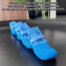 4pcs Waterproof Dog Shoes, Anti-Slip Paw Protector Boots With Soft Sole, Washable & Reusable Pet Booties For Small Dogs & Puppies, Rain, Snow & Hot Pavement - Multicolor - View 4
