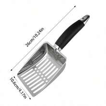 1pc Stainless Steel Hollow Cat Litter Scoop, Pet Cleaning Accessory, Pet Toilet Broom Accessory, Professional Pet Cleaning Tool, Feces Scoop, Filter Scoop, Pet Supplies, Stainless Steel Material Easy To Clean, Suitable For Cats, Hamsters, Rabbits, Guinea Pigs - Multicolor - View 2