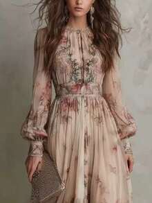 Women Long Dresses - Dusty Pink - View 4