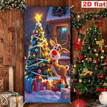 2D Flat Banner[Party Banner, Bunting]1pc, Polyester Material, Christmas Decoration Door Frame Banner - Christmas Reindeer - View 12