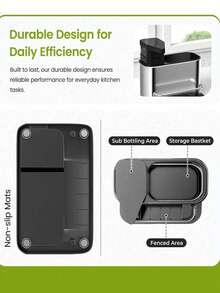 3-In-1 Stainless Steel Sink Organizer, Soap Dispenser, Sponge Holder And Dish Drying Rack, Tableware Storage, Kitchen Utensil Storage, Bathroom, Multi-Functional Storage Rack, Home Decor Storage - Cleaning Storage Rack - View 5