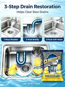 Pipe Unclogger, Drain Unclogger, Pipe Unclogger, Drain Unclogger Agent, Pipe. Effectively Dissolves Clogs In Kitchen Sinks And Bathroom Drains Caused By Hair, Soap Residue And Grease. After Use, Let It Sit For 15 To 30 Minutes To Allow The Product To Fully Take Effect. - Powdery - View 7