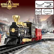 Vintage Train Track Set With Electric Lights And Music, Classic Railway Toy Train DIY Assembly Locomotive Model, Interactive Educational Toy For Kids, Boys And Girls, Party Game, Suitable For Christmas, Halloween, Holiday Tree Decoration, Back To School, Vacation, Birthday Gift - Multicolor - View 12