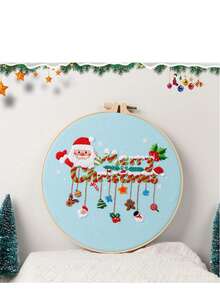 Adult Christmas Embroidery Set, 1 Set Of DIY Embroidery Starter Kit, Including Printed Patterns, Embroidery Hoops, Tools, Colored Threads And Needles, With Usage Instructions (Santa Claus/Snowman/Wreath/Christmas Socks/Christmas Tree/Bell Style) - A - View 11