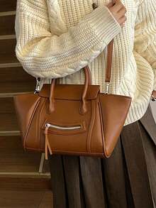 BAILEE Túi tote PU thời trang, có thể xách tay hoặc đeo vai với dây đeo rời, phù hợp với trang phục thời thượng, cũng là lựa chọn quà tặng tuyệt vời - Nhiều màu - Xem 3