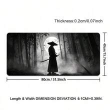 1 Swordsman Large Gaming Mouse Pad, Black Silhouette Extended Desk Mat, Office Desk Accessory Non-Slip Stitched Edge Computer Pad, Rubber Base Laptop Keyboard Pad, Durable Spill-Proof For Home Office Gaming - View 12