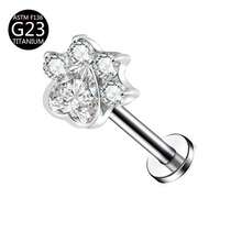 1件 G23鈦金內螺紋 1.0/1.2mm 蝴蝶、花朵、愛心、十字造型耳釘/軟骨穿刺飾品，適合女性日常配戴 - 銀色 - 查看 43