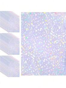 10/20/50 Sheets A4 Size 8.3x11.7 Inch Holographic Sticker Paper - Cold Laminated PVC Self-Adhesive Film, Cracked Glass Effect, Suitable For Crafts, Scrapbooking, Gift Wrapping And Party Decoration, Scrapbooking Supplies | Decorative Overlay | Rainbow Color - Crushed Glass - View 1