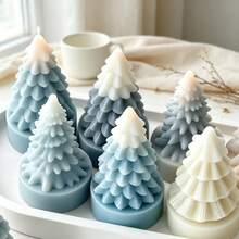 1pc 3D Christmas Tree Shaped Silicone Mold, Handmade Aromatherapy Candle Home Decor, Christmas Holiday DIY Craft Tool - White - View 4