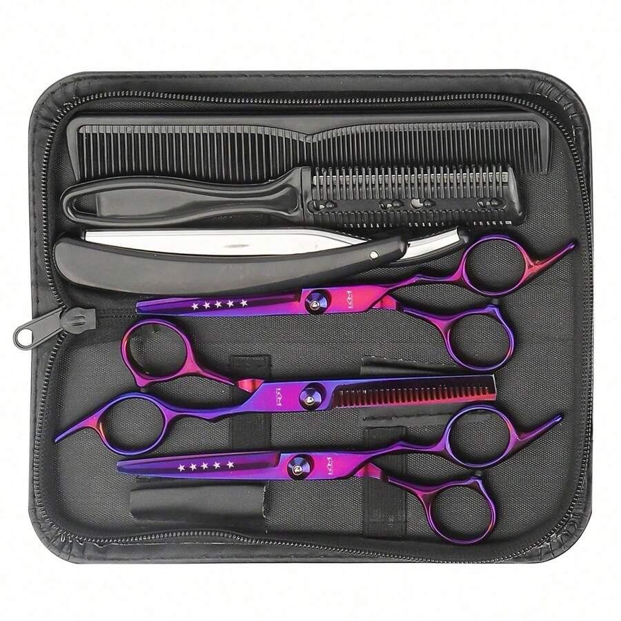 Hair Cutting Scissors Set, Professional Hairdresser Scissors Combination, Includes Scissors For Cutting And Trimming Hair, And Scissors For Styling Hair, Essential Professional Tool For Hair Salons. - Multicolor - View 1