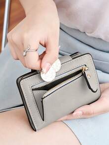 MIYIN Women's Fashion Button Design Small Wallet, Multi-Function Multi-Slot Tri-Fold Card Holder, Simple Cute Women's Coin Purse, Compact Portable Mini Wallet, Student Card Holder, Short Wallet, Cute Wallet Suitable For Women, Girls, Students - Multicolor - View 6