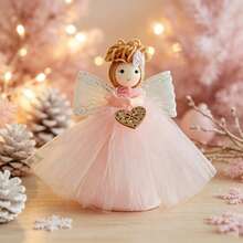 Christmas Tree Angel Topper, Little Winged Girl Christmas Tree Decoration - Pink - View 2