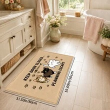1pc Funny Cat Escape Pattern Print Faux Cashmere Kitchen Mat, Absorbent Kitchen Floor Mat, Kitchen Rug, Long Runner Mat, Sink Front Mat, Suitable For Kitchen, Bathroom, Entryway, Hallway, Laundry Room And Home Decor - Multicolor - View 15