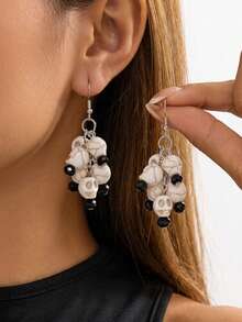 Halloween Funny Ear Pendants In A Retro Gothic Style With Skull-Shaped Tassels As Party Costume Accessories - Multicolor - View 1