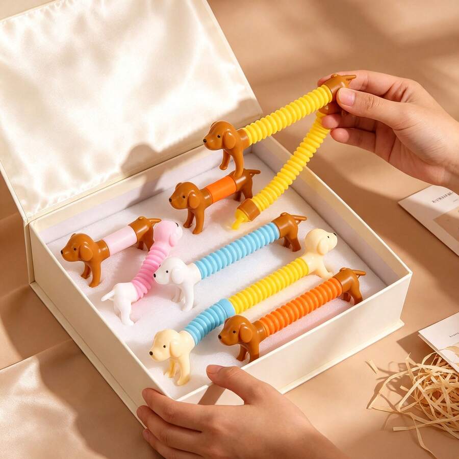 Stretchable Small Dogs Random 1/5/10/20pcs, Assorted Styles, Desktop Decor, Decorative Items, Perfect For Party Favors, Classroom Prizes, Party Favor Bag Fillers. Suitable For Birthday Gift Bags, Party Fillers, Classroom Rewards And Carnival Prizes - Multicolor - View 1