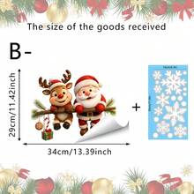 1/2pcs Snowman, Santa Claus, Reindeer Window Stickers, No Glue Static Adhesion, Reusable, Suitable For Shop Doors And Windows And Home Windows, Design Hanging On Pine Branches, Window Decoration - Multicolor - View 14