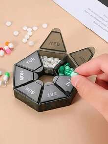 Mini 7-Day Portable Pill Box: This 7-Compartment Storage Box Is The Ideal Choice For Organizing Medications. It Is An Ideal Travel Pill Box, Compact Pill Box, Portable Medication And Vitamin Storage Box. - Multicolor - View 3