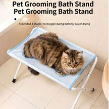 1pc Dog Grooming Restraint Stand Anti-Escape Breathable 8-Hole | Grooming Table For Small Dogs And Cats, Nail Trimming, Teeth Cleaning, Bathing Support - Blue (60*40*31cm) - View 8