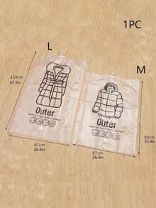 1pc Transparent Vacuum Compression Bag With Hook, Dust-Proof Clothing Storage Bag, Suitable For Home Bedroom And Dormitory - View 5