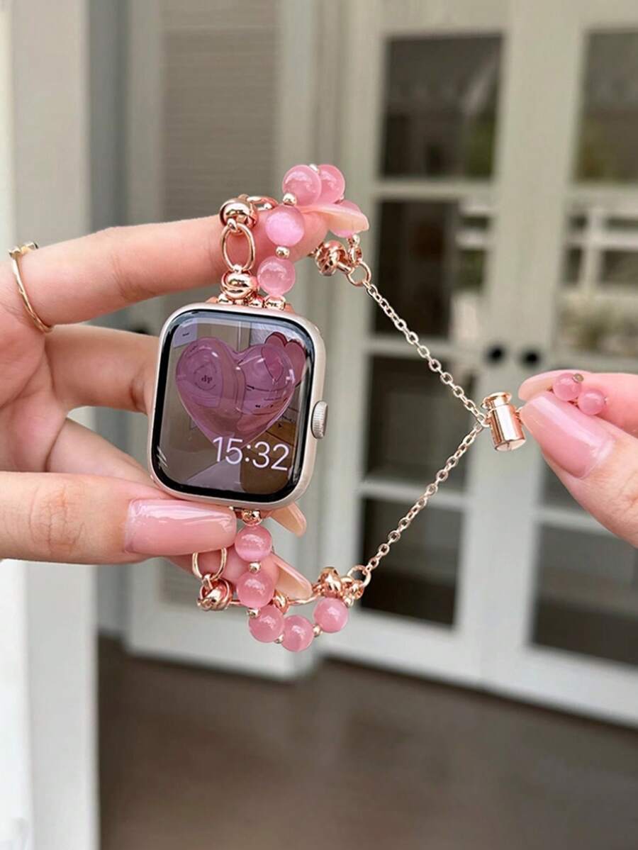 1件女款貓眼石手鍊錶帶,精緻美觀,適用於 Redmi Watch 3 Active/ Watch 4/ Watch 5Active / 5Lite Watch 6Active/6lite/6 - 粉貓眼-玫瑰金鍊 - 查看 1